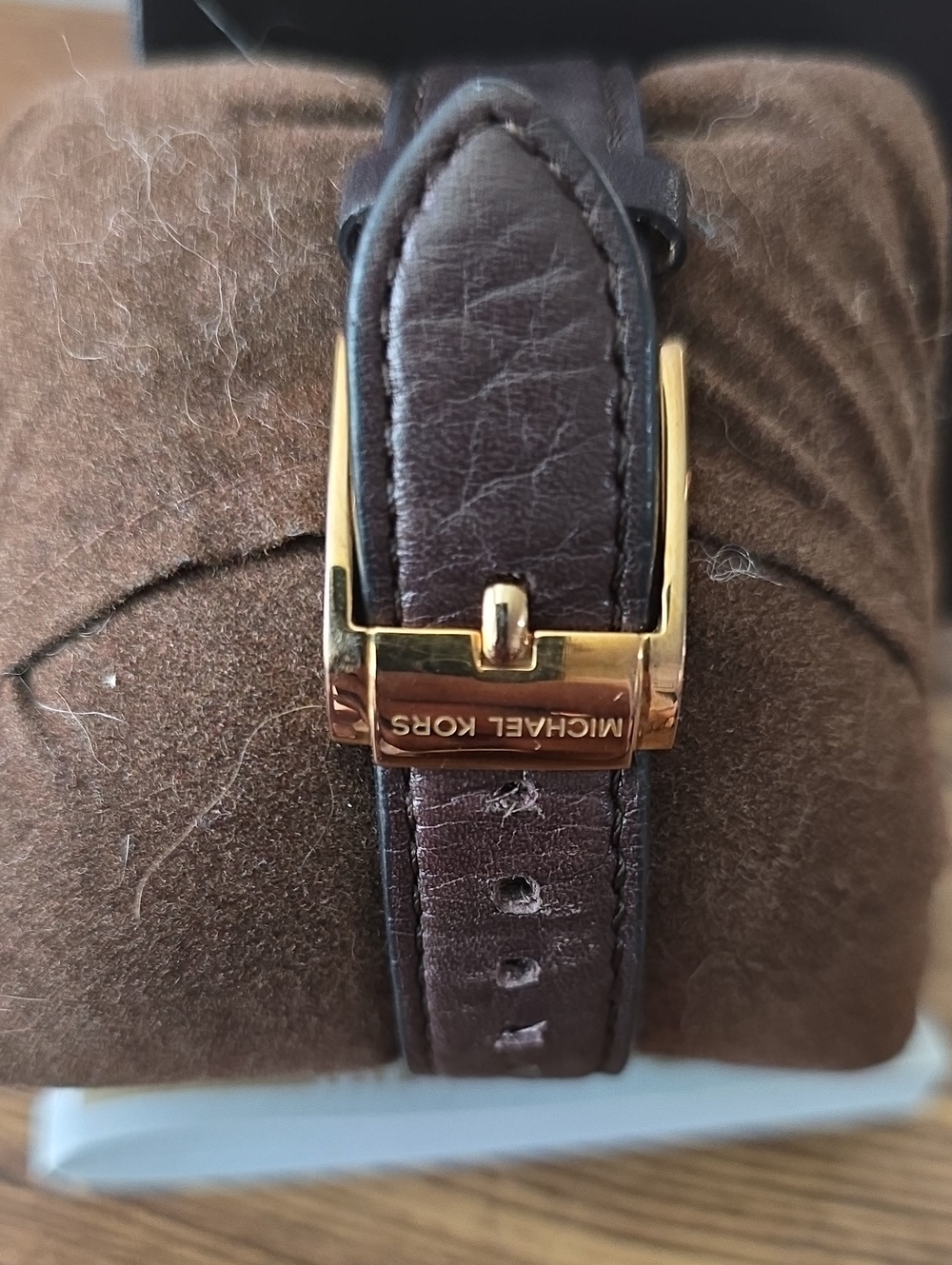 Michael Kors Rose Gold-Tone Rectangular Watch with Brown Leather Strap - Picture 2 of 2